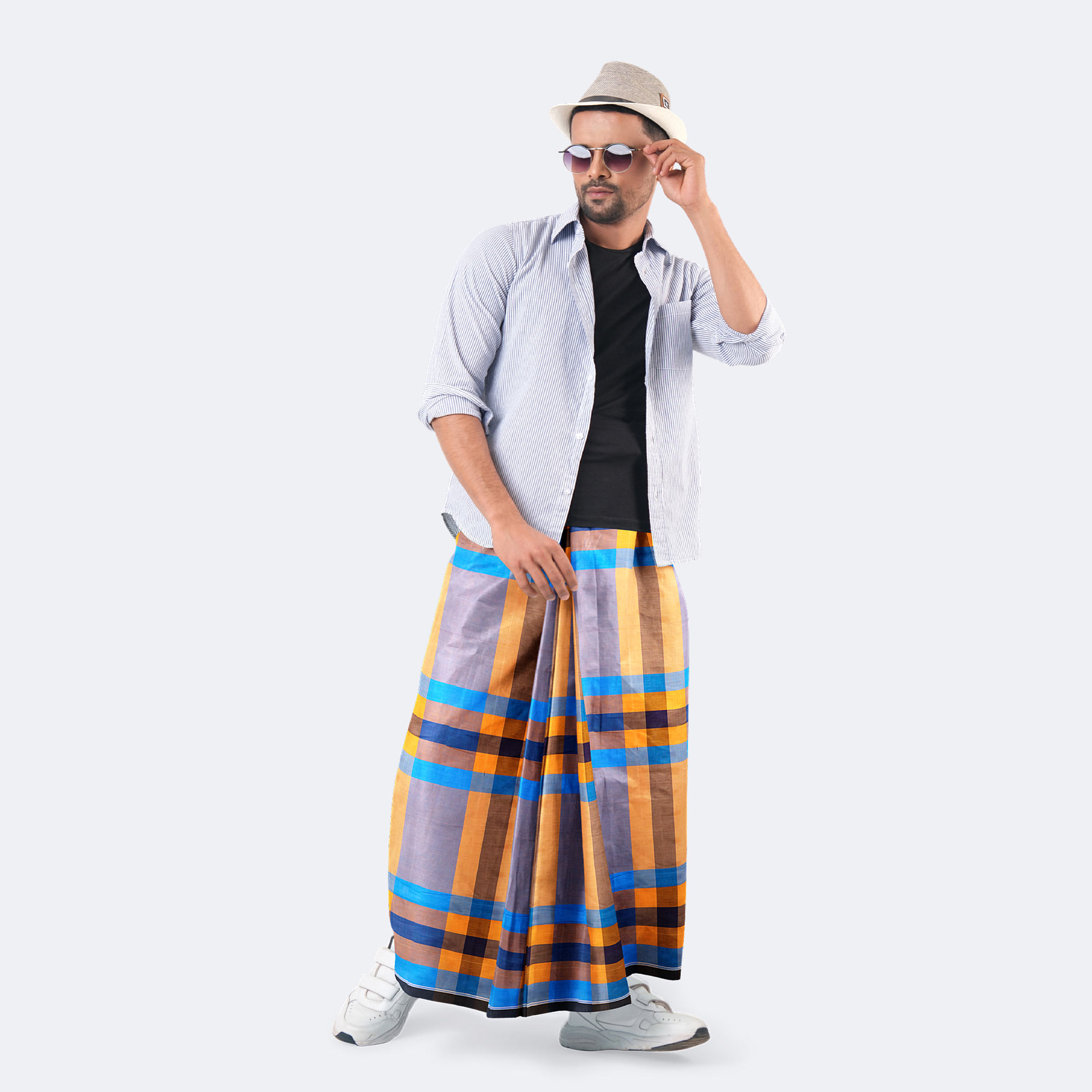 Men’s Elegant Stripe Cotton Lungi – Everyday Wear - Uccha Bilash